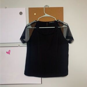 THML for Anthropologie- Black shirt with mesh short sleeves - Medium Xo